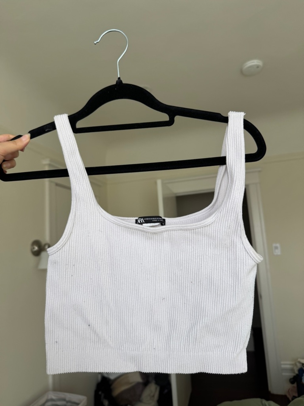 Zara Ribbed Crop Tank Top - White